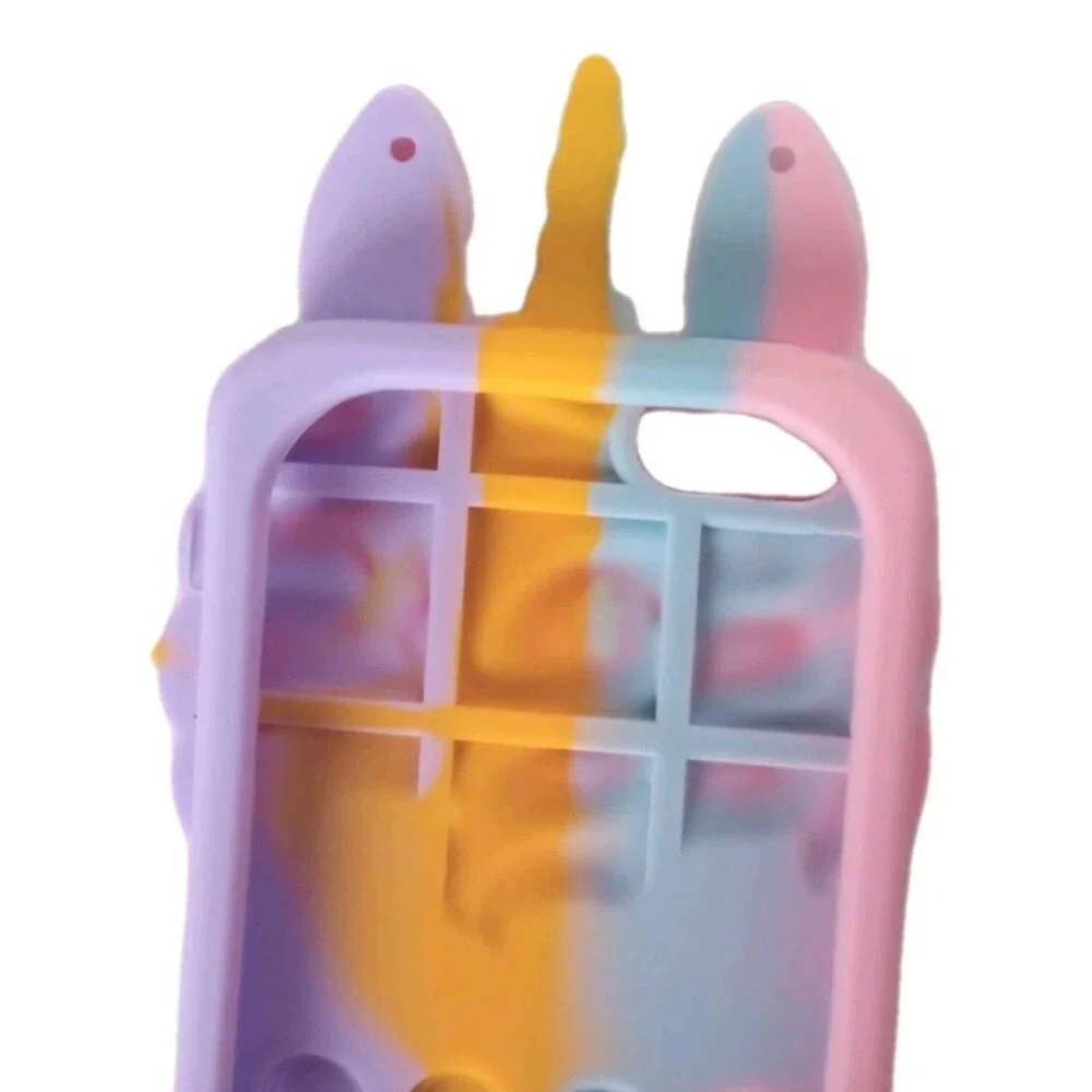 NWOT iPhone 5/5s/SE Pop It Rainbow Unicorn Silicone Phone Case w/AdjLanyard